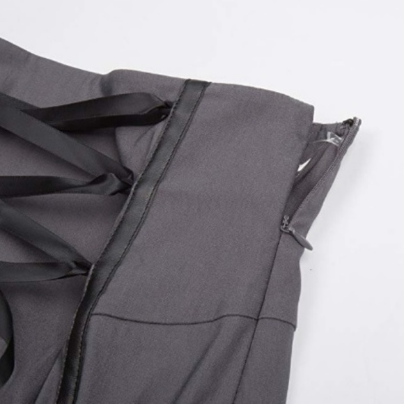 Gray Steampunk High Waist Victorian Mermaid Skirt - Picture 5 of 7